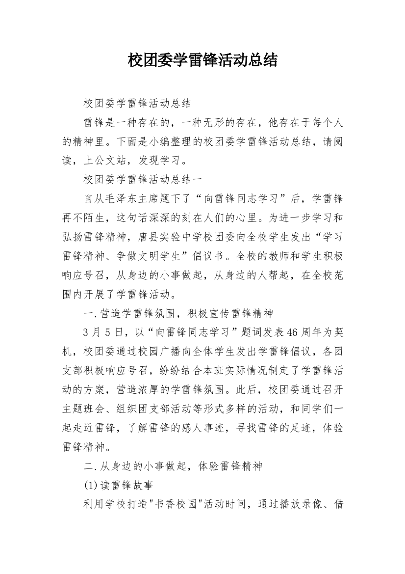 校团委学雷锋活动总结_4