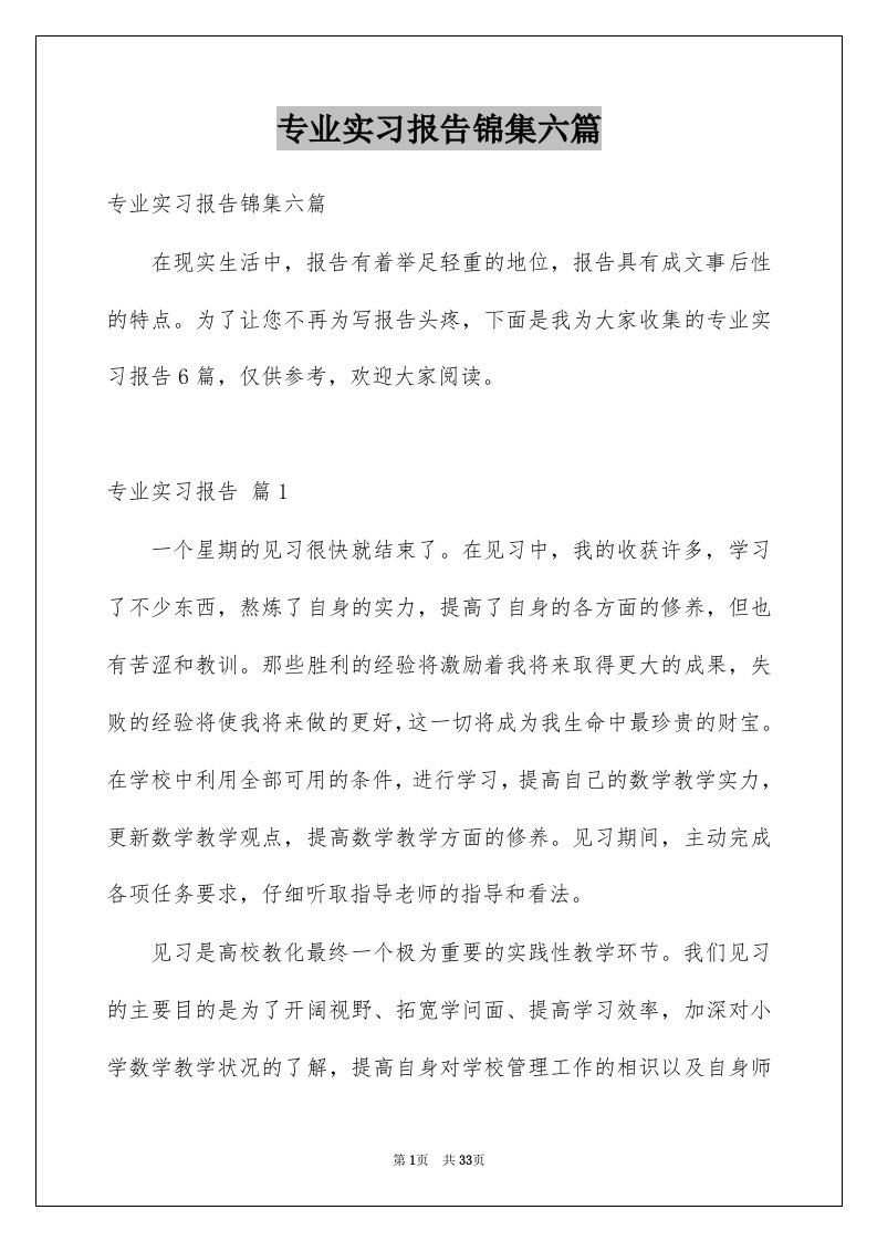 专业实习报告锦集六篇优质