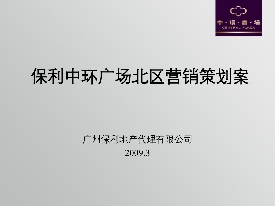 广州保利2009保利中环广场北区营销策划案117P