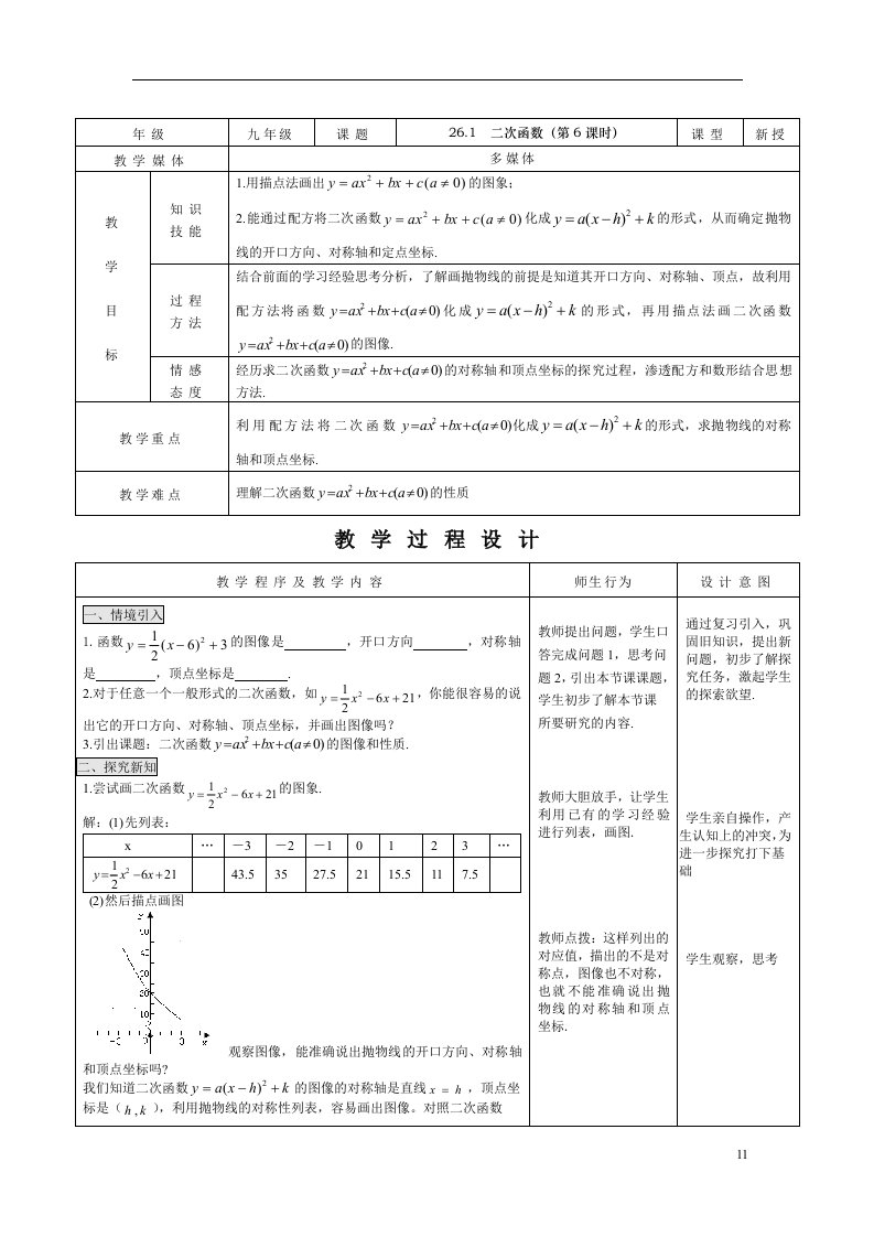 人教版数学九下《26.1二次函数》（6）