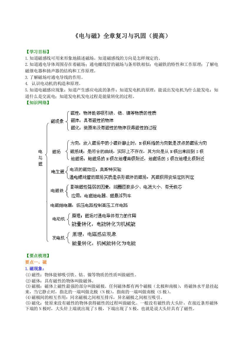 《电与磁》全章复习与巩固(提高)-知识讲解-(2)