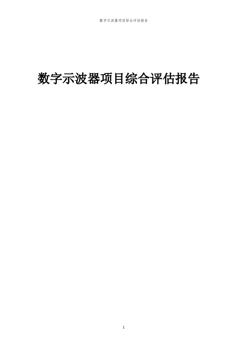 2024年数字示波器项目综合评估报告