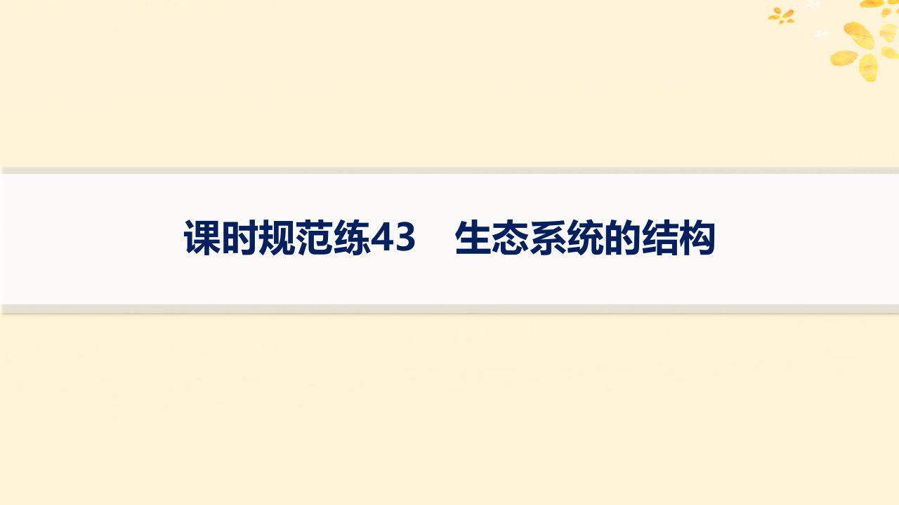 适用于新高考新教材备战2025届高考生物一轮总复习第9单元生物与环境课时规范练43生态系统的结构课件