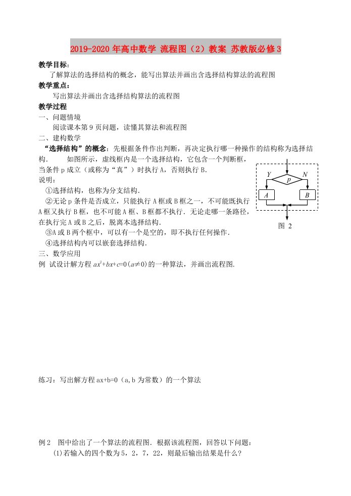 2019-2020年高中数学