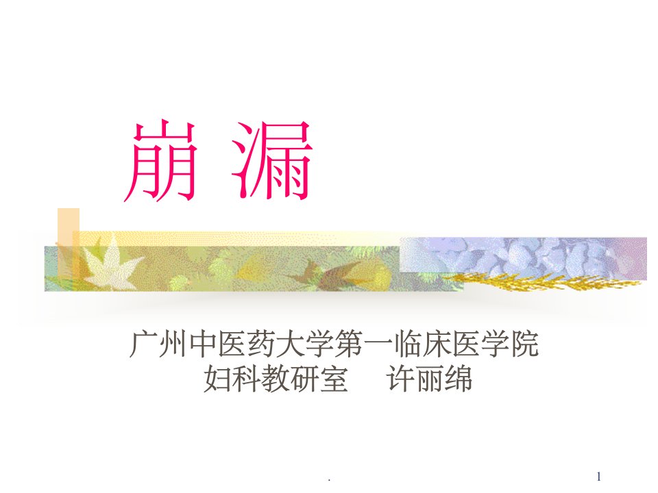 崩漏的中医治疗ppt课件