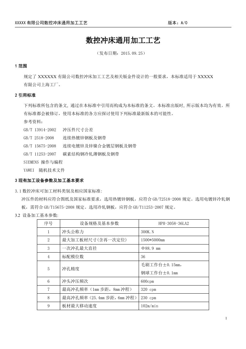 数控冲床通用加工工艺