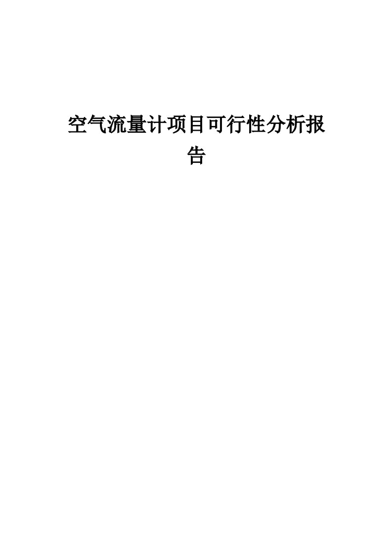 2024年空气流量计项目可行性分析报告