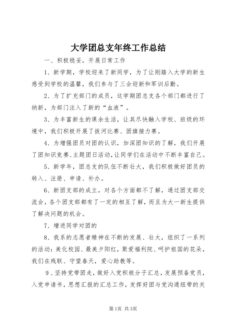 大学团总支年终工作总结