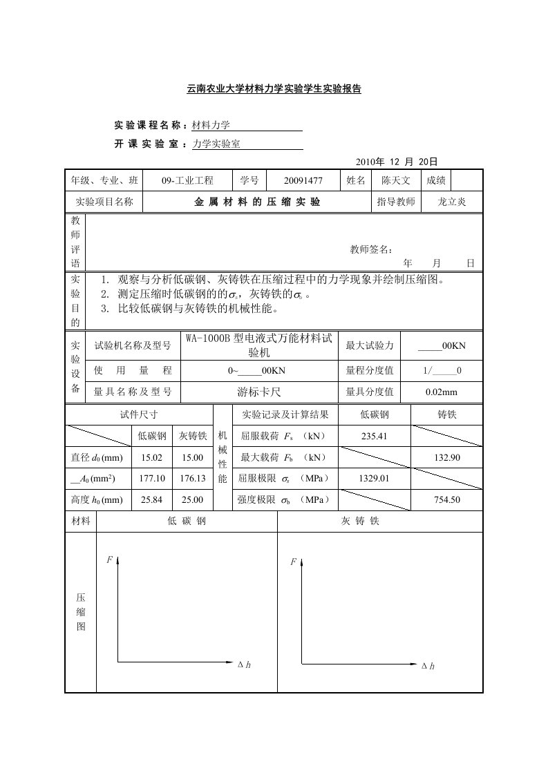 材料力学实验-压缩