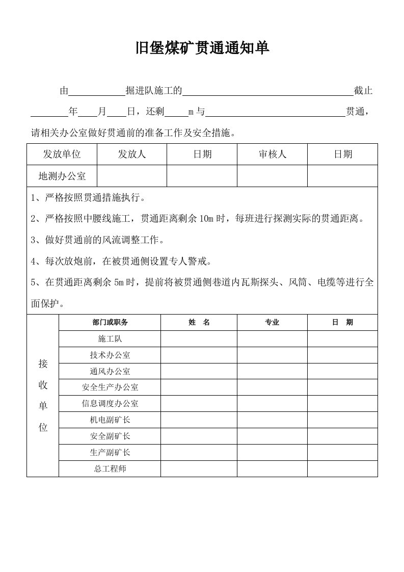 煤矿各类通知单