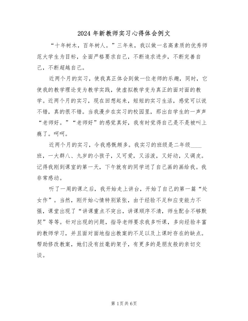 2024年新教师实习心得体会例文（2篇）