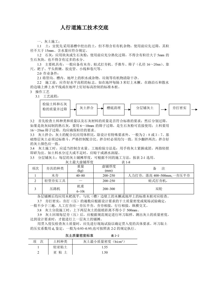 人行道施工技术交底