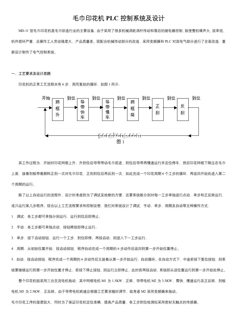 毛巾印花机PLC控制系统及设计