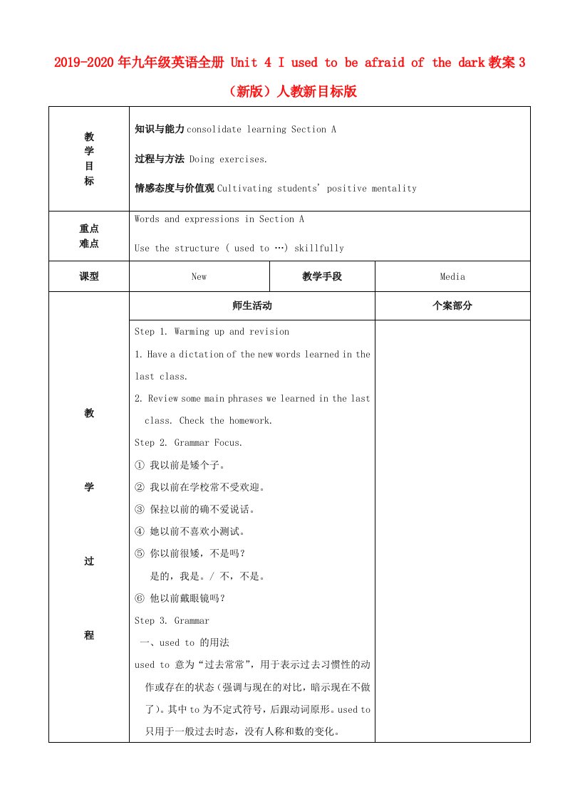 2019-2020年九年级英语全册