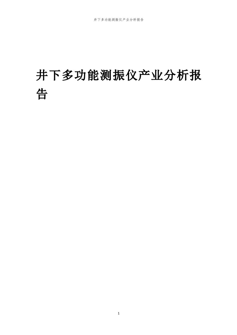 年度井下多功能测振仪产业分析报告