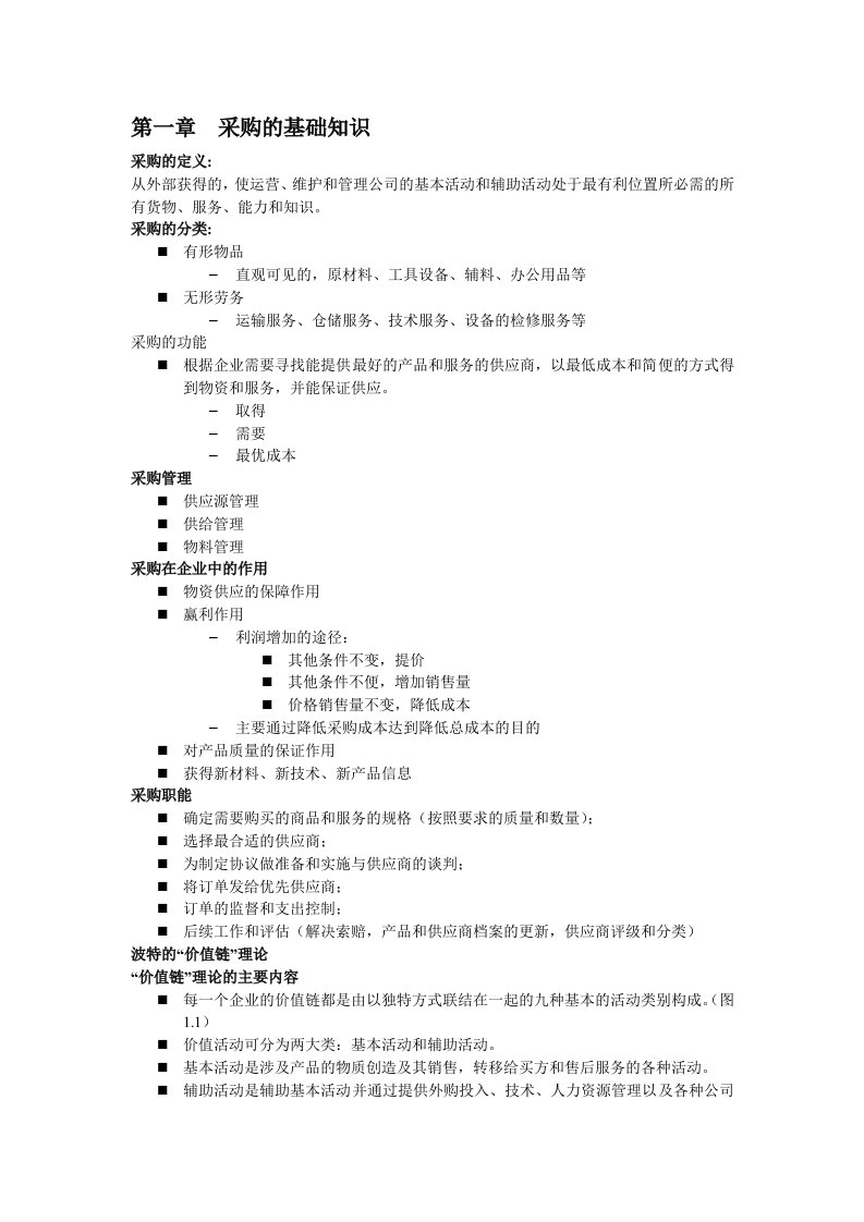 采购管理考试资料