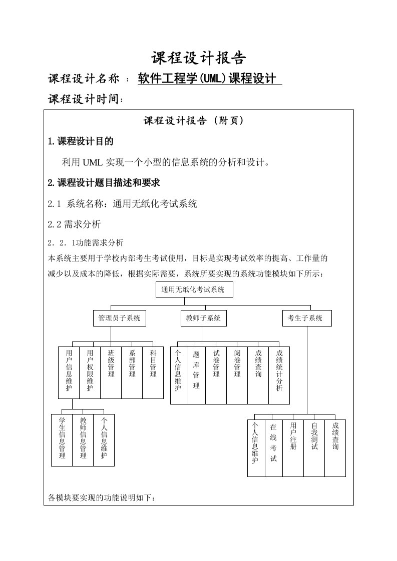 软件工程学UML课程设计利用UML实现一个小型的信息系统的分析和设计