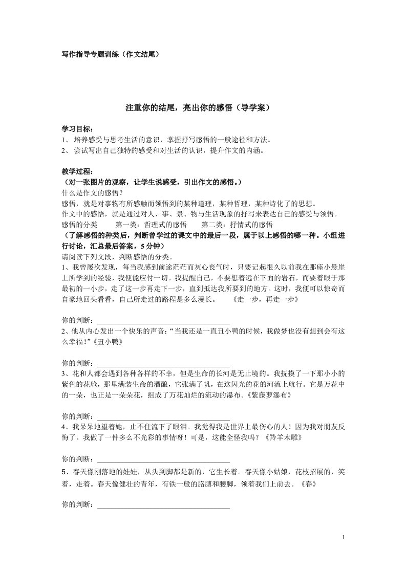 793亮出你的感悟作文指导教案