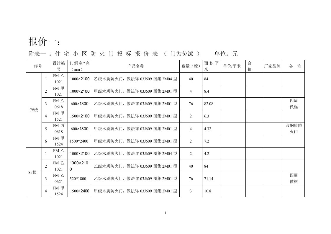 防火门招标文件