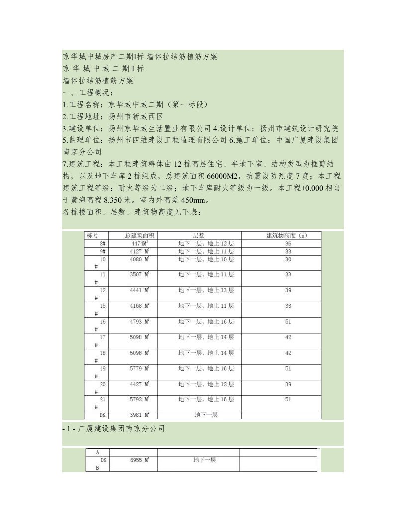 墙体拉结筋植筋方案