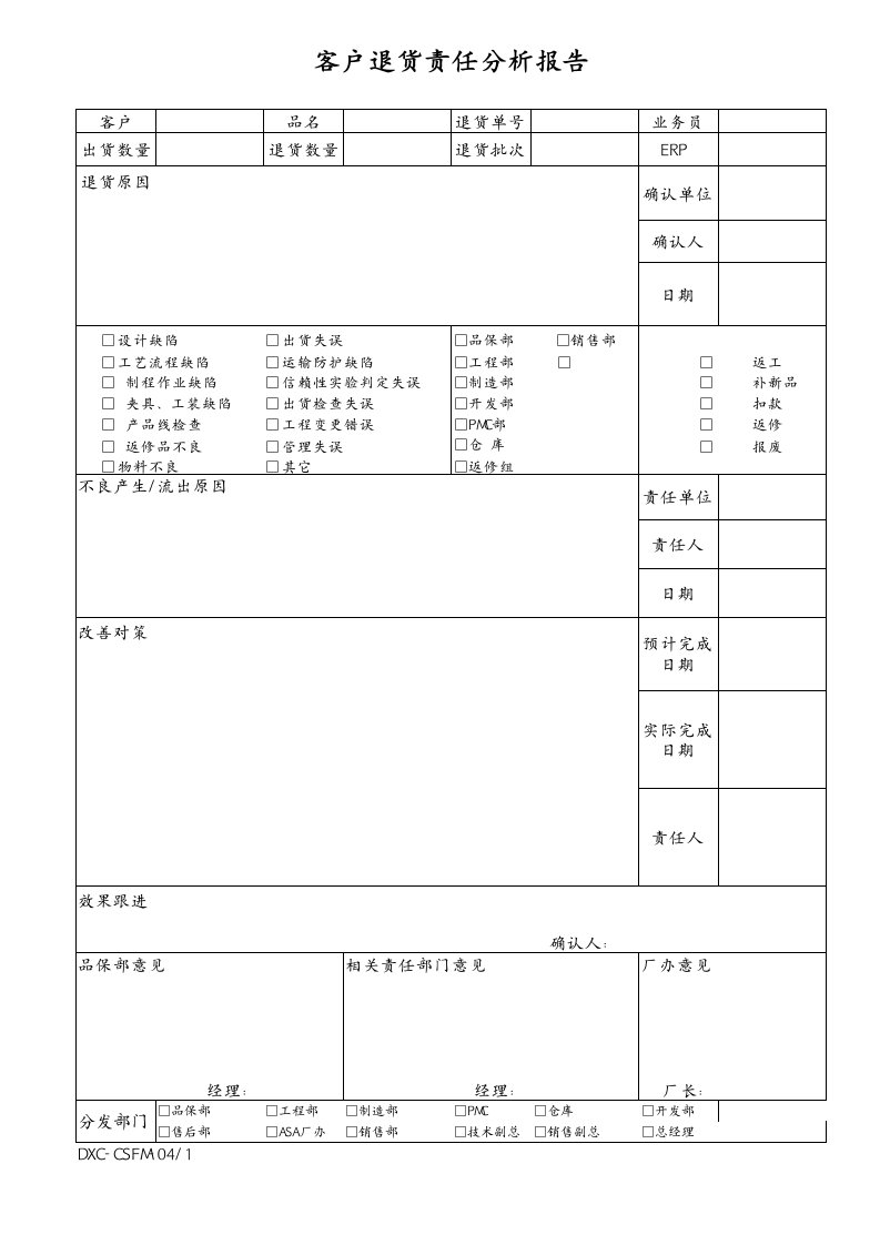 客户退货责任分析报告