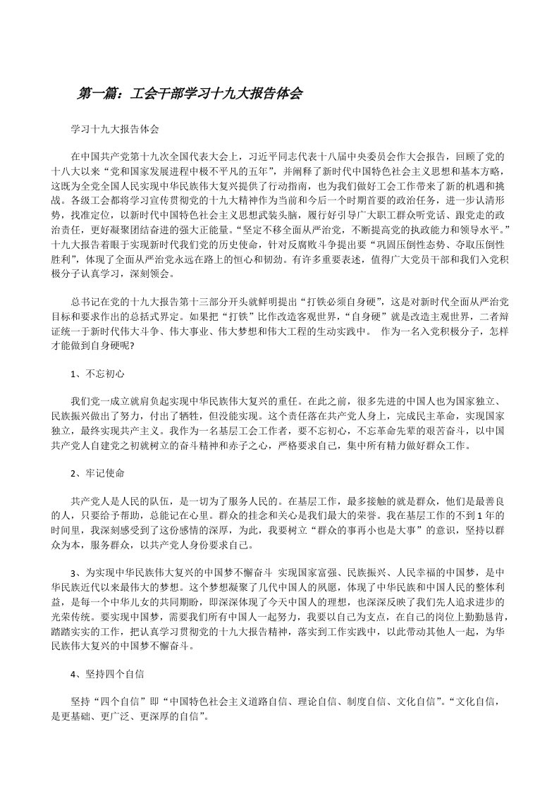 工会干部学习十九大报告体会[修改版]