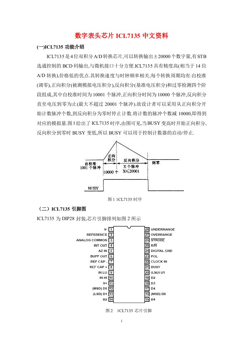 数字表头芯片ICL7135中文资料