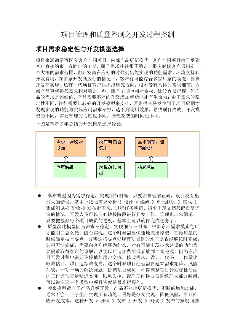 项目管理和质量控制之开发过程控制