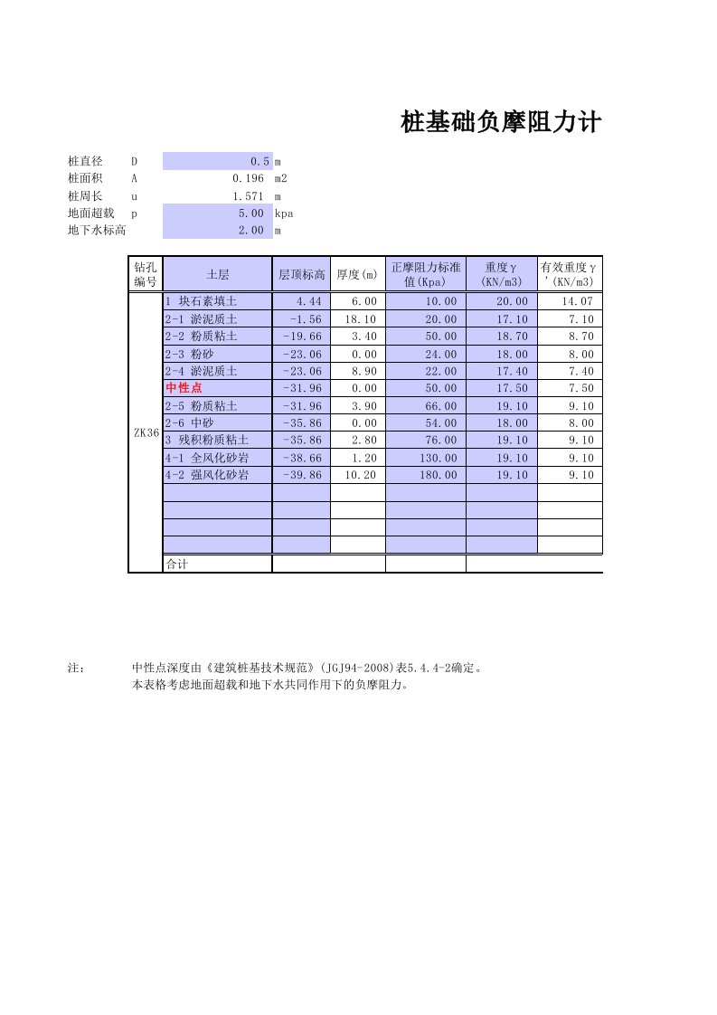 桩基础负摩阻计算程序