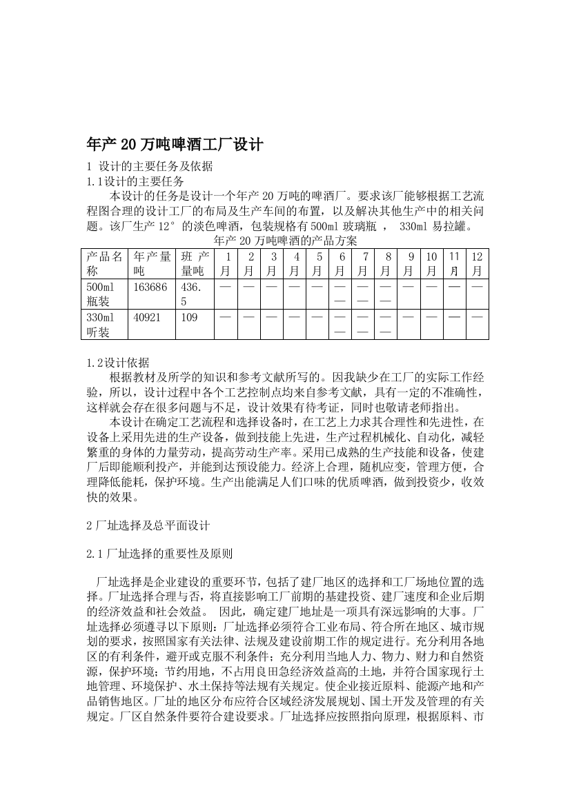 年产20万吨啤酒厂课刘航