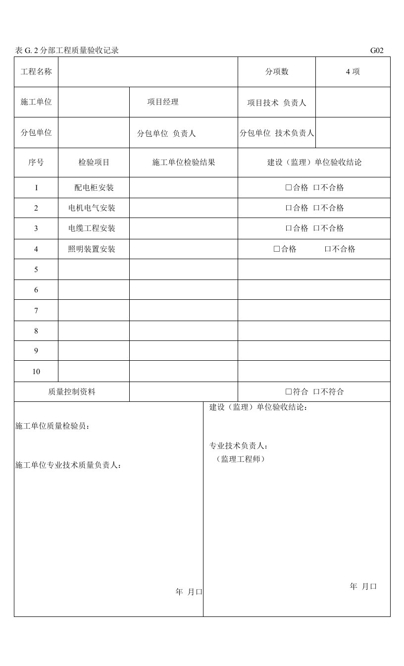 电气工程分部分项明细表