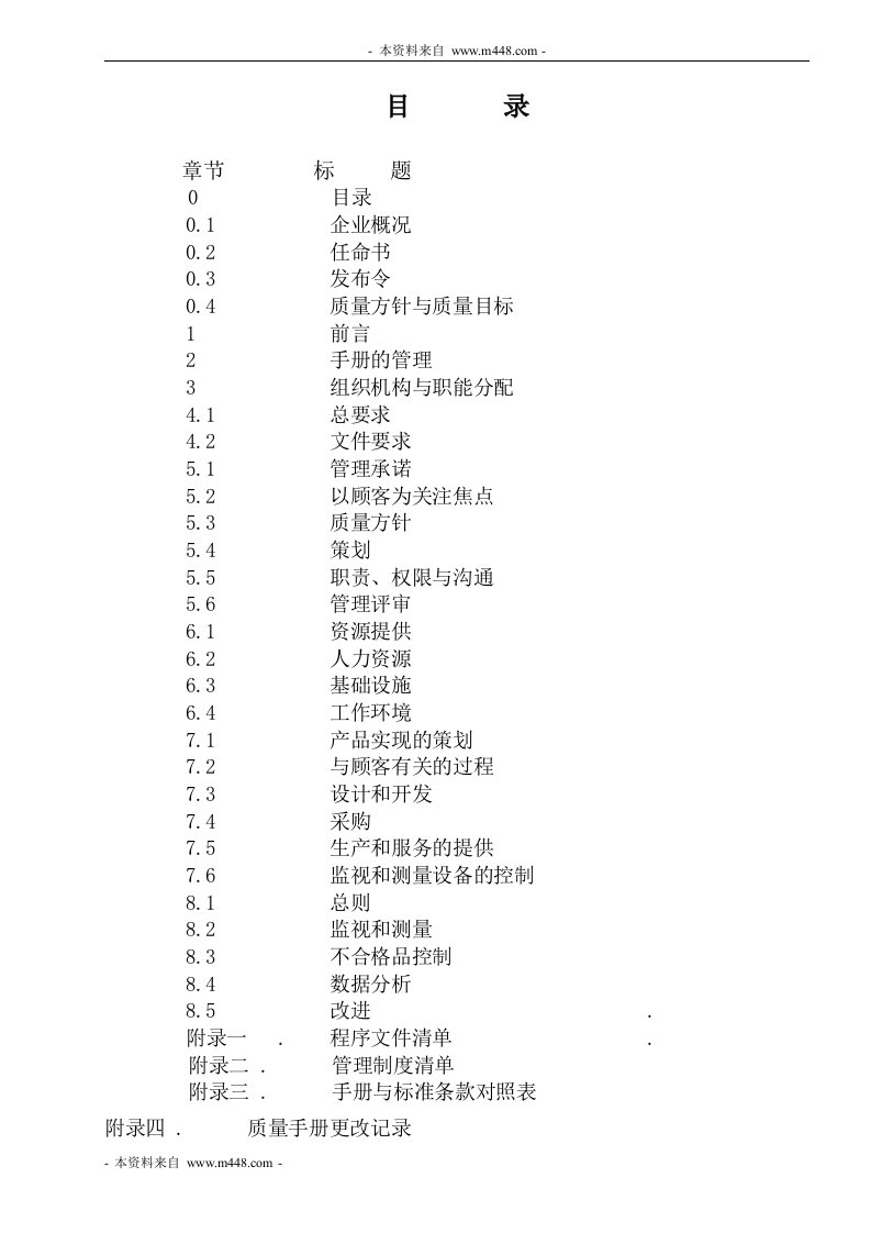 《万事红重型钢结构公司质量管理手册》(53页)-质量制度表格