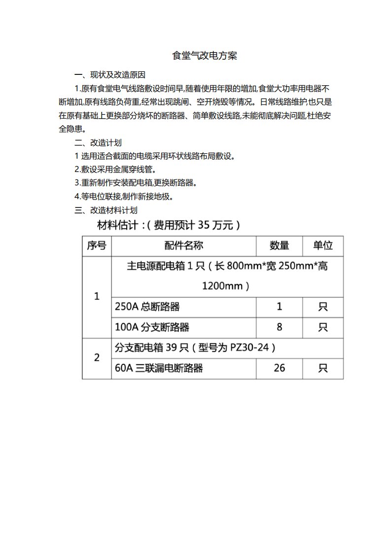 食堂气改电方案