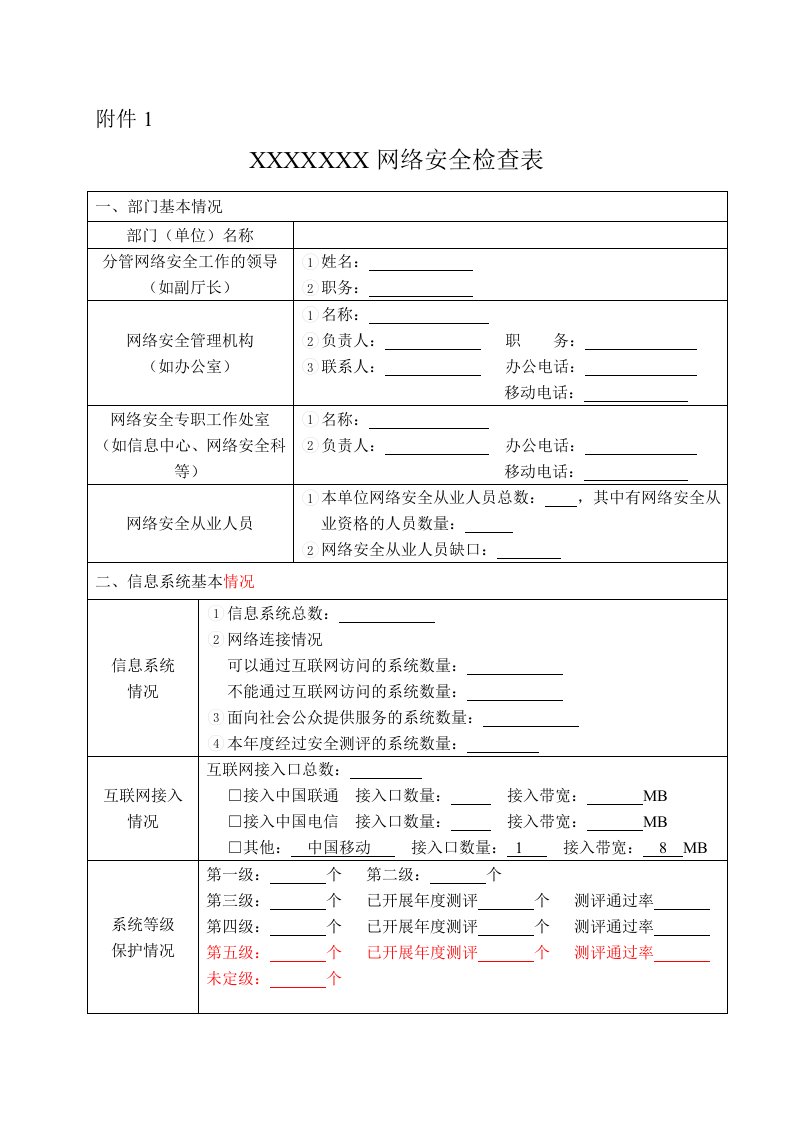 网络安全检查表