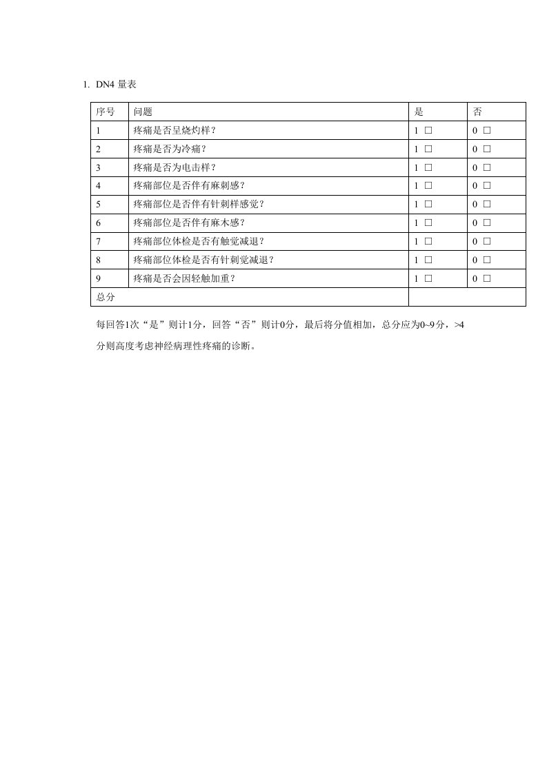 DN4量表