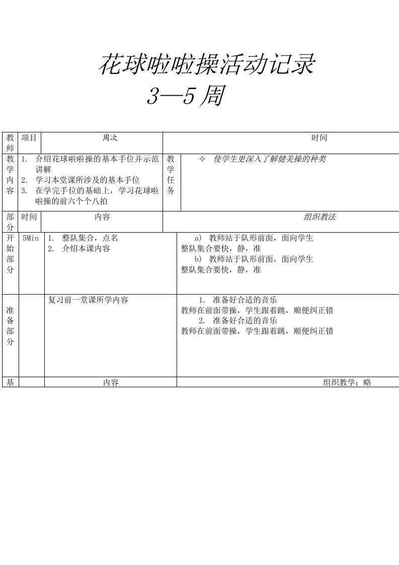 花球啦啦操活动记录