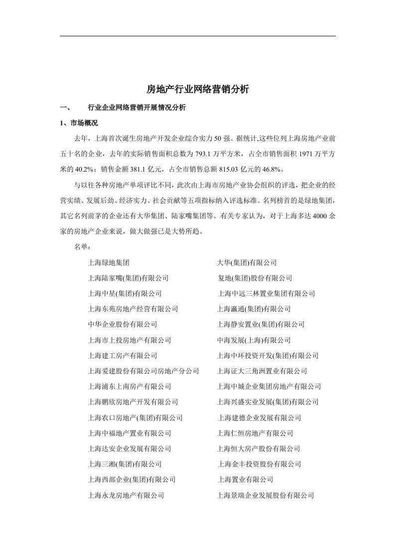 【管理精品】房地产行业网络营销分析