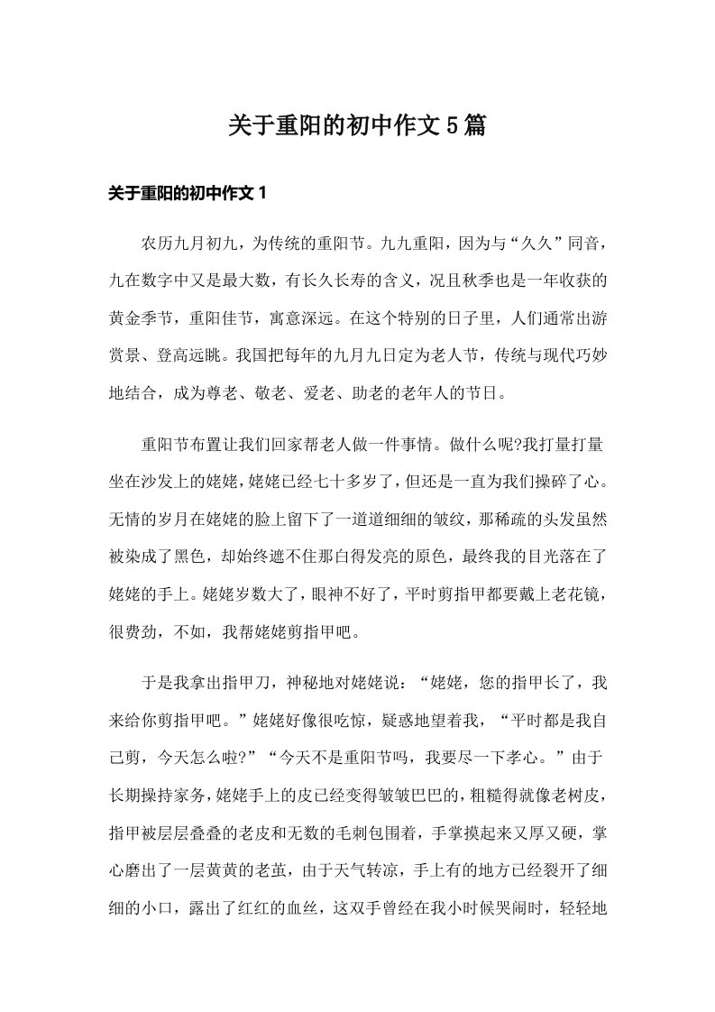 关于重阳的初中作文5篇