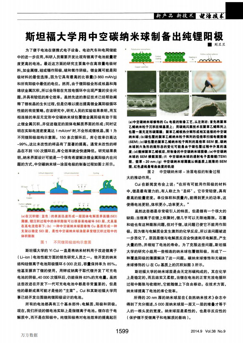 斯坦福大学用中空碳纳米球制备出纯锂阳极