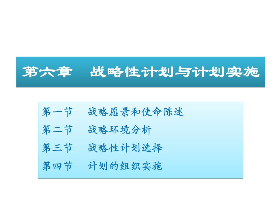 《管理学》第六章战略性计划与计划实施