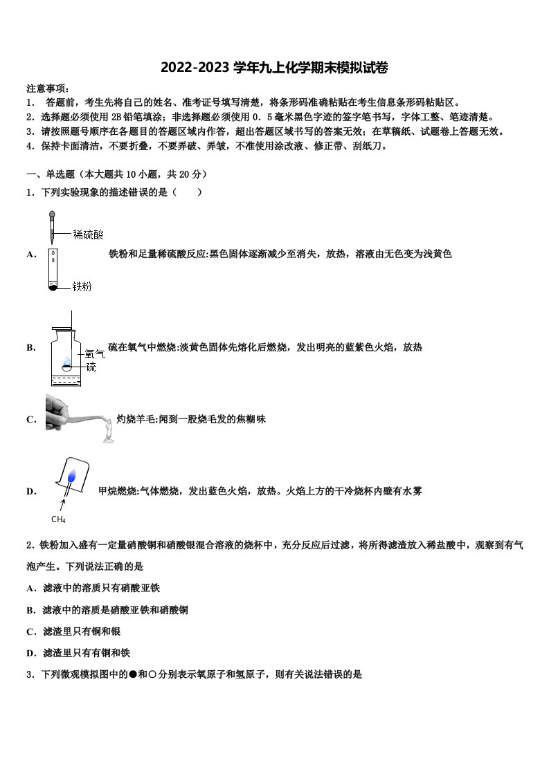 福建省龙岩市长汀县2022-2023学年九年级化学第一学期期末检测模拟试题含解析