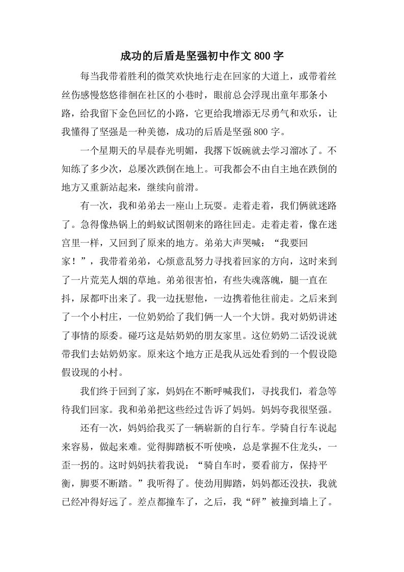 成功的后盾是坚强初中作文800字