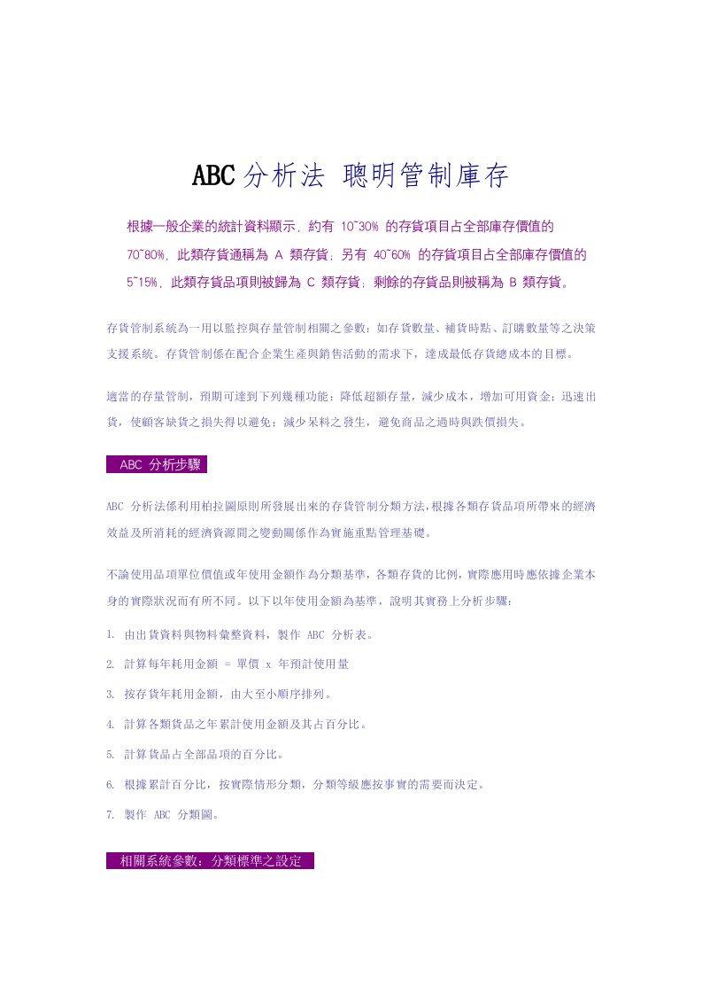 【管理精品】ABC分析法聰明管制庫存