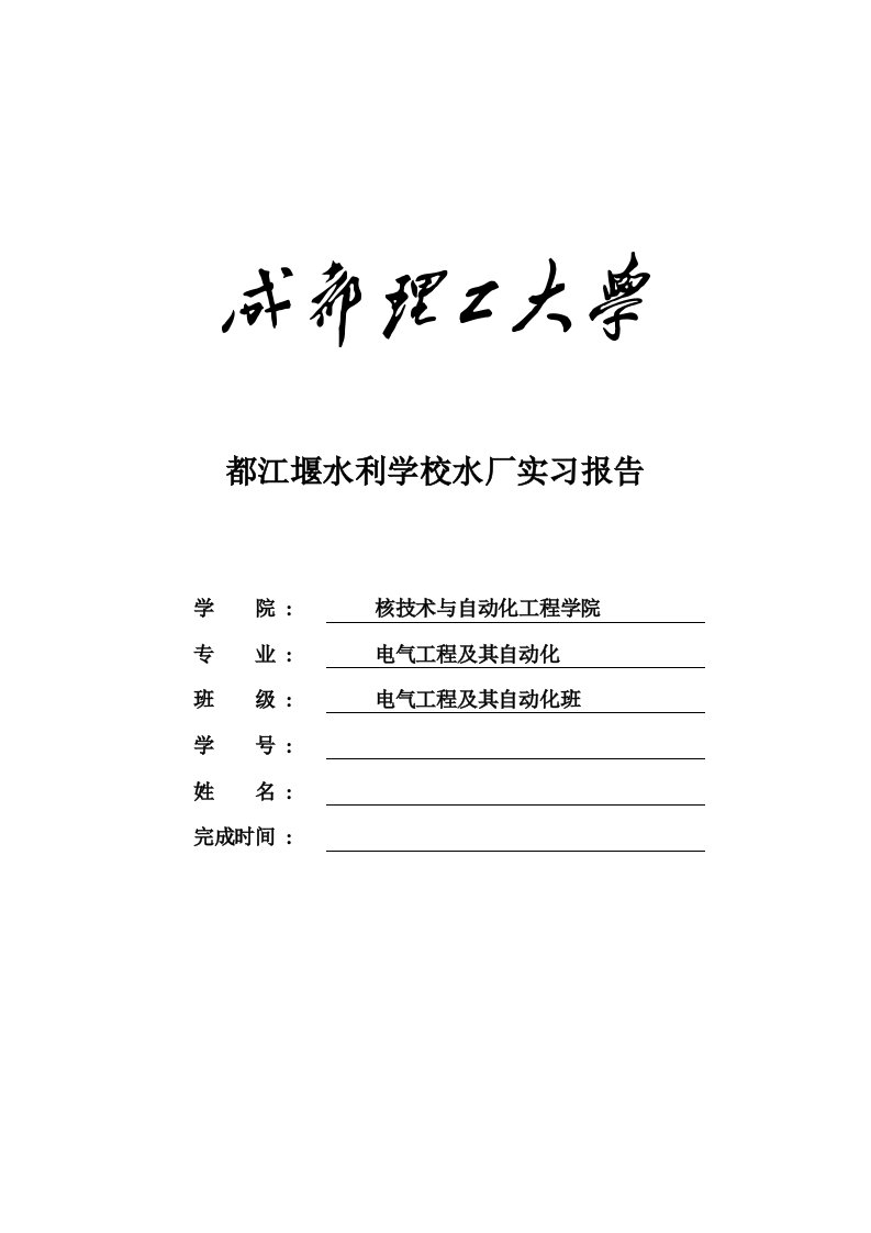 都江堰双合水电厂实习报告