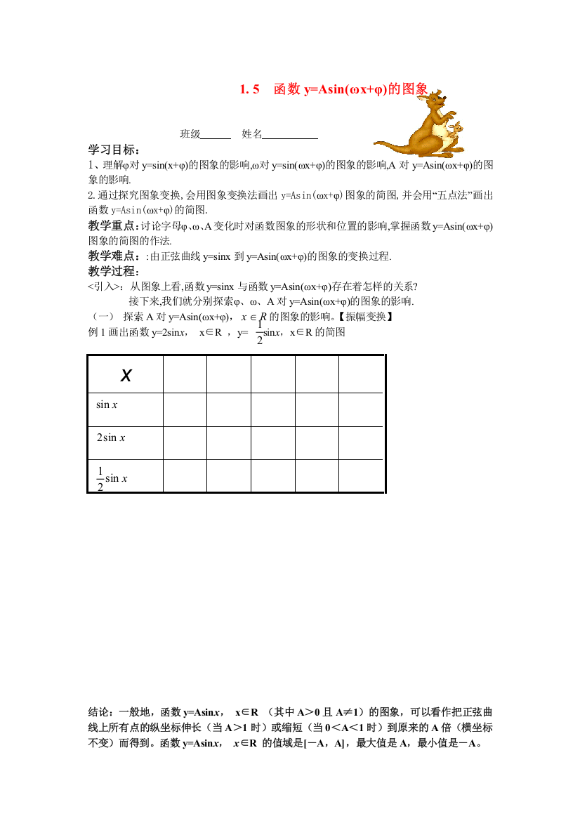 1.5--函数y=Asin(ωx+φ)的图象