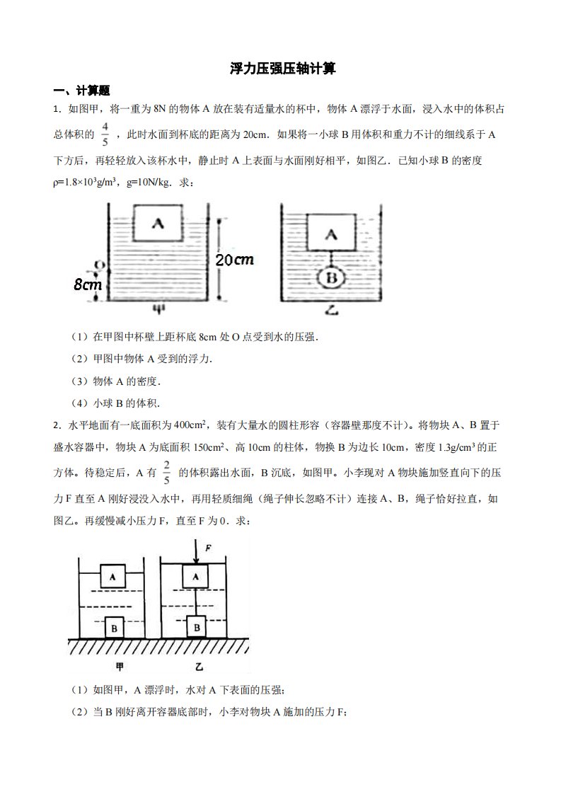 初中物理中考复习