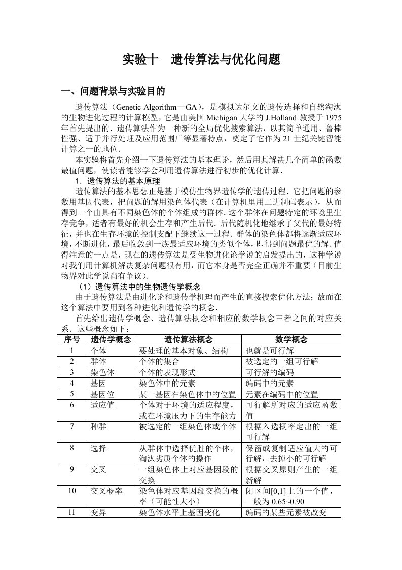 数学建模遗传算法与优化问题