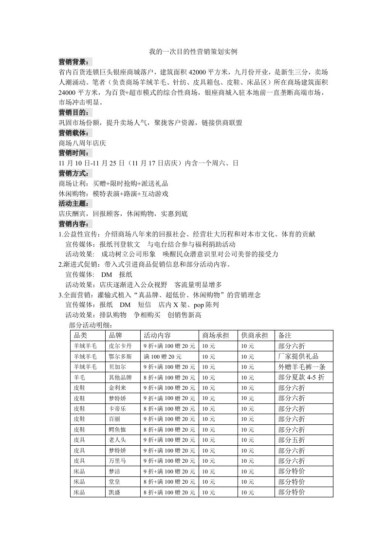 我的一次目的性营销策划实例