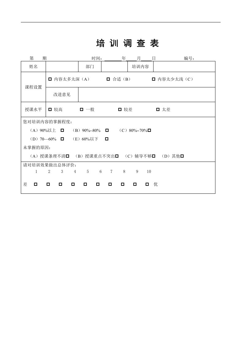 【管理精品】I6_INTFI_01_00004进销存管理培训反馈表