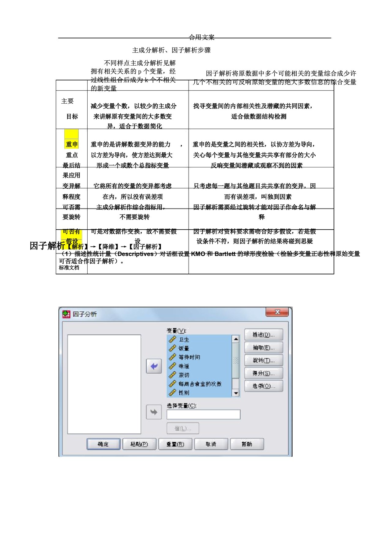 主成分因子解析总结报告步骤